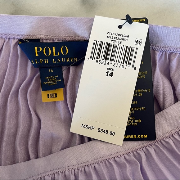 NWT Polo by Ralph Lauren Pleated Georgette Handkerchief Skirt, Lilac - Picture 6 of 10